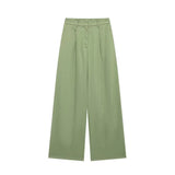 Women's Women's Cotton T-Shirted And Coated High-Waist Broad Leg Trousers Casual