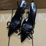 New Back Empty Single Shoes Women's Fine Heel High-Heeled Shoes Tip-In-Word Sandals Spring And Autumn Name