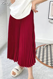 Women's Maxi Winter Skirt A-line White High Quality Brown Vintage Long Pleated Skirt Midi Elastic Waist Elegant for Women