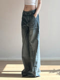 Street Women's Clothing Basic Washing Split Low-Rise Loose Jeans Babes Personality Thin Casual