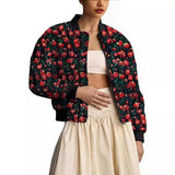 Autumn And Winter Dais Dais Dais Printing And Dye Pocket Zipper Short Flight Jacket Cotton Clothes Women