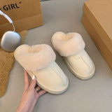 Version Of Pink Snow Boots Half-Dragging Women Wear 2025 New Hairy Shoes Plus Thicken Warm Cotton