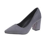 High-Heeled Velvet Single Shoes Women's Coarse Heel And Light-Mouthed Pointed Fashion Shoes Ladies