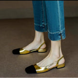 Fragrant Wind Baotou Sandals 2025 Female New Summer With Simple After Empty Color French High-Heeled Shoes Female Thick