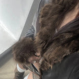 2025 Millard Hairy Leather Coat Street Hottie Style Loose Cardigan