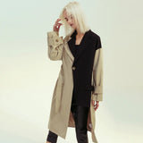 Autumn And Winter British Style Retro Sense Splicing Color Asymmetrical Personality Windsuit Suit Jacket Female