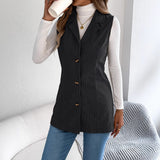 Autumn And Winter Leisure Single Buckle Suit Neck Lint Vest Coat Women's