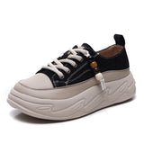 Version Of Leather Casual Shoes Women In The Autumn Of 2025 New Loose Cake Thick-Soled Bread Shoes With Two Soft-Soled Soft-Sided
