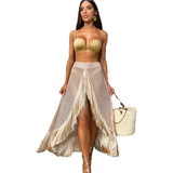 2025 New Bikini Half-Body Net Skirt Tuxedo Three-Piece Sexy Split Swimsuit
