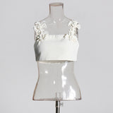 Retro Wind 2025 Summer New Sling With Three-Dimensional Flower Splicing Sling With High Waist In The Long Half Skirt Suit