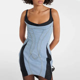 High-End Feel Denim Sling Skirt 2025 Autumn And Winter Women's New Bag Hips Waist Fish Bone Dress Dress