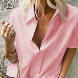 Office Lady Long Sleeve Short Sleeve Shirt Spring Summer 2023 New Fashion Tun Down Collar Solid Loose Clothes Tops
