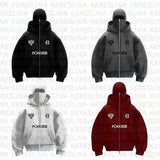 Tide Brand Double Hat Design Letter Hoodie Autumn And Winter Men And Women The Same Loose Y2K Tidive