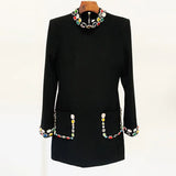 Early Spring New Star Fashion Heavy Industry Nails Studded With Colored Gemstones Diamond Long-Sleeved