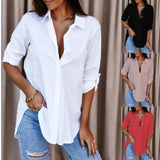Explosion Autumn Simple Long Sleeve V-Neck Button Lady Shirt Shirt