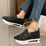 Shoes Female Summer Breathable Korean Hollow Out Gauze Small White Shoes Casual Set Heel Comfortable Platform Bottom Women's