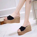 Women's Summer New Fashion Wear Thick Bottom Height Korean Version Of Outdoor Slope And A Word Cool Slippers Female