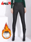 Winter Women Pants Warm Fleece Duck Down High Waisted Trousers Classic Skinny Thick Velvet Pants for