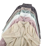 Lady Shirt Spring And Autumn New Korean Version Of Loose Simple Plain Color Bhism Color Feeling Long-Sleeved