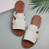Flat Bottom Hollow One-Word Slippers Women Leisure Hollow Fish Mouth Beach Cold Slippers