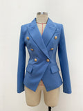 High-Grade Sharp Star Suit Jacket Female Metal Lion Head Buckle Double Buckle Small