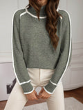 And Winter Knitted Shirt Women's Jacket Long-Sleeved High-Necked Top Solid Color Loose Casual Jump
