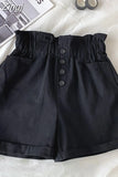 Summer Elegant High Waist Shorts Women Casual Solid Wide Leg Loose Cotton Short Pants With Belt Korean Sweet