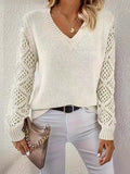 Sweater Women's Knitted Shirt Languid Languid Long Sleeve V Collar Hooded