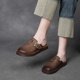 Cowhick Retro Birken Shoes Half-Slippers Women Thick Summer New Lazy Outside Wearing Bag Head