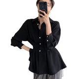 Shirt Female Design Small Spring And Autumn French Light Ripe Hong Kong Chic High-End Feeling Waist