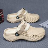 Slippers Men's Winter 2025 New Home Thick Bottom Plus Velvet Warm Cotton Shoes EVA Stinging Feel Cotton