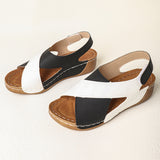 Bottom Cross-Slope Heel Sandals Women Wear Large-Size Impact Air-Breed Magic Sticky Beach Cold