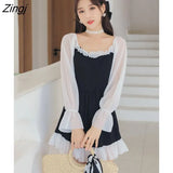 Women Elegant Simple Breathable Sexy Korean Style Backless New Popular Swimwear Summer Vacation Beach Retro Slim