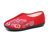 Zingj Cotton Shoes Injection Plastic Soft Sole Women Winter Clip Cotton And Velvet Embroidered Flower Cloth Shoes Casual Soft Sole Flat Sole Pregnant