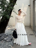 Xixi 2025 Autumn New Black Standard Temperament 100 Folded High Waist Half-Dressed Dress Dress Dress