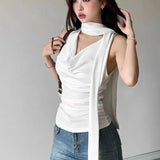 Temperament Tucked Sister Design Feeling Collared Hanging Neck Sling Woman 2025 Summer New Sweet Cool Set