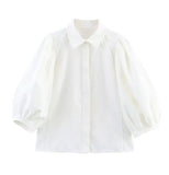 Women's Clothing Explosion Fashion Cowboy POLO Collar Sleeve Shirt + Trousers