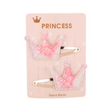 Glitter Cartoon Cartoon Love Heart Crown Hair Clips For Girls Handmade Hairpins Boutique Barrette Kids Hair