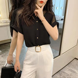 Summer Women Shirts Pullover Chiffon Short-Sleeved Women Tops Solid Color Mesh V-neck Women Clothing camisas mujer