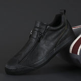 Autumn New Men's Shoes Trendy Shoes Men's Double Zip Casual Shoes Men's Board Shoes Trend Warm Leather