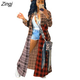 Plaid Jackets for Women Fashion Fall Long Sleeve Outwear Clothing Elegant Streetwear Top Blouse