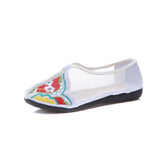 Zingj Flat Shoes Summer Candy Color Embroidered Cloth Shoes Organza Women's
