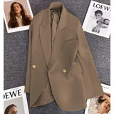 Zingj Korean Version Coffee Color Suit Jacket Female Spring 2024 New Retro British Style Casual Versatile Small