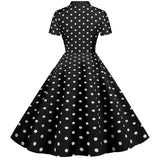 Polka Dot Print Women Summer Dress Short Sleeve Striped Bow Elegant Vintage Pin Up 50s Party Dress