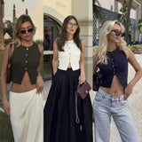 Women's Clothing Explosion Three-Color Round Collar Knitted Sleeveless Vest