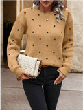 Women's Sweater Fashion Round-Neck Long-Sleeved Sweater Women's Wave Point Of The Knitted