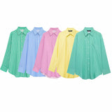 Spring New Striped Loose Shirt Simple With Long Sleeve Shirt Women