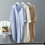 White Shirt Women Wear 2025 Spring And Autumn New Loose Leisure Tops In The Long
