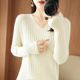 Zingj Sweater Female 2023 Spring And Autumn Knit Bottom Shirt Fashion Slim Long Sleeve Skin-Friendly Soft Bottom Top-Outfit