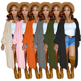 Zingj New Women's Pure Color Casual Sweater Cardigan Long